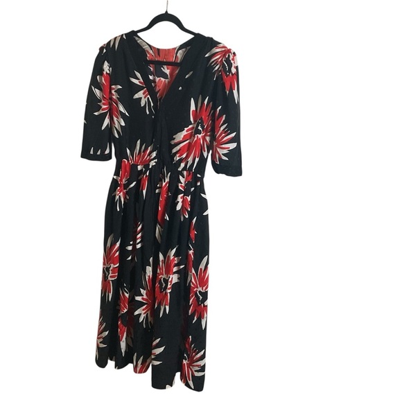 Floral Black and Red Women's Dress - Picture 1 of 12